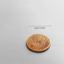 1pc Rattan Coaster, Teapot Mat, Table Mat, Heat-insulating Mat, Teapot Mat, Purple Clay Teapot Mat, Tea Set Accessory 8 cm