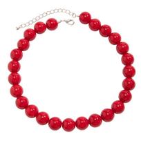 Fashionable Colorful Beaded Necklace Acrylic Material Beads Choker Handmade Neck Jewelry Perfect Gift for Women Girls raudona