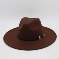 Flat Edge Jazz Hat, Men'S And Women'S Felt Hat, European And American Hat 9.5 Large Brim, High-End Hat, Elegant Foreign Trade Cross-Border Top Hat one size [tao ping m]