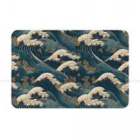 Japonų bangos Vonios kambario neslystantis kilimėlis Didžioji bangos prie Kanagavos Hokusai Miegamojo kilimėlis Įėjimo durų kilimėlis Grindų dekoras Kilimas 40x60cm gray