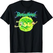Rick and Morty Portal Glow Lightning Logo T-Shirt S juoda
