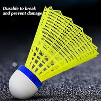 1 vnt. plastikinis badmintono kamuoliukas, patvarus, geltonas baltas, nailoninis studentiškas badmintono kamuolys, patvarus 1 pc