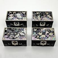 Mother of Pearl Jewellery Box Korean Traditional Lacquer Gift Home Decor, Korean (M1-05) 04 Peony (Mokdan)