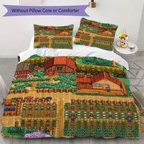 Stardew Valley Pattern Bedding uilt Set uilt Cover Pillowcase Home Decoration Birthday Gift (1 * duvet cover + 2 * pillowcase without core)179 135x200cm