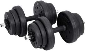 Songmics 20 kg juodos spalvos hantelių rinkinys