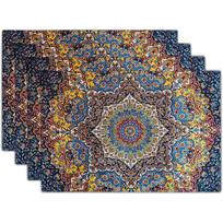 4PC Colorful Mandala Bohemian Placemats Vintage Floral Heat Resistant Boho Place Mats Indian Ethnic Ramadan Dinner Placemat 4pcs