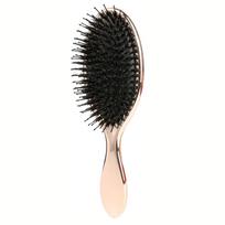 Luxury Gold And Silver Color Boar Bristle Paddle Hair Brush Oval Hair Brush Anti Static Hair Comb Hairdressing Massage Comb rožinio aukso spalvos