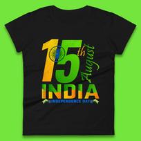 15th August India Independence Day Patriotic Indian Flag Indian Pride Womens Tee T Shirt Mens Tops Unisex Top S