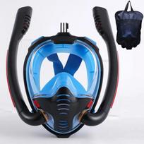 Updated Double Respirator Snorkeling Diving Mask Full Face Dry Style Swiming Snorkel Set Equipment Underwater Accessories High Quality S/M