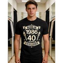 Birthday 40th t-shirt Gift 40 Years Of Being Awesome Born in 1986 , Harajuku Short Sleeve T-Shirt, 100% Cotton Graphics Tops S juoda