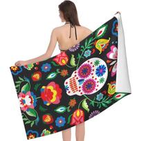 Mexican Skull Skeleton Floral Beach Towel Soft Absorbent Microfiber Quick Dry Large Bath Towels Bathroom Women Men Boys Girls W40*H60(CM)