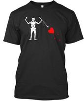 Blackbeard Pirate Flag Tee 100% Cotton T-shirt Mens Tees Top Made In the USA T-Shirt Tee Top Unisex S įvairiaspalvis