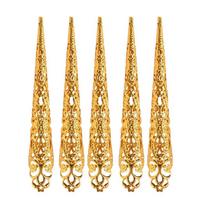 5Pcs Indian Thai Dance Golden Peacock Dance False Nail Dance Prop Finger Jewelry False Nail auksas