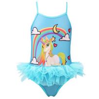 Unicorn Print Mesh Lycra One-Piece Swimsuit for Little Girls - 2020 2-3 years pink