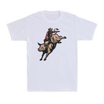Black Cowboy Bull Riding Shirt Rodeo African American Wild West Men's T-Shirt L
