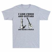 I Like Chess And Guitar And Maybe 3 People Vintage Men's T Shirt Sport Grey Tee S