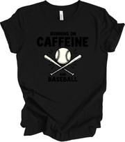 Running on Caffeine & Baseball Funny Sports Mom Gift Game Day Trend T-shirt XXL