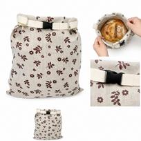 Double Layer Beeswax Bread Bag - Reusable Linen Cotton, Food Grade for Bread Storage One Size