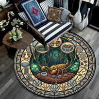 Golden Scorpions Realm Round Area Rug Under Office Chairs Bedroom Living Room Home Decor 80cm x 80cm
