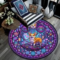 Corgis Neon Fantasy Round Football Size 5 Adult Ball Suitable for Training Matches and Outdoor Team. 80cm x 80cm