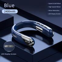 1PC Wearable Neck Fan, Portable Air Conditioner with LED Display Screen, 360° Surrounding Wind, 2400mAh, 5 Gears, Low Noise mėlyna
