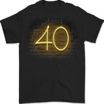 40th Birthday Neon Lights 40 Year Old Mens T-Shirt 100% Cotton S