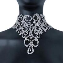 Gold Silver Rhinestone Necklace Luxurious Choker Necklace Fashionable Wedding Necklace  for Women sidabras