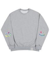 Graver [Unisex] Elbow Tie-Dye Drawing Smile Sweatshirt_Gray Grey/S