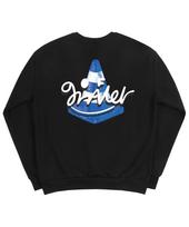 Graver [Unisex] Grver Sign Smile Back Logo Sweatshirt_Black/Blue Logo Black_Blue Logo/S