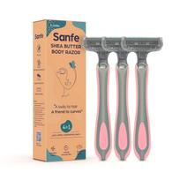 Sanfe Shea Butter Body Razor for Women's Hair Removal - Pack of 3 with New No Cut Technology | Comfortable Handle | Instant & Pain Free Remover | P