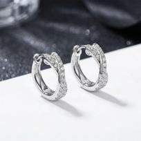 Women's Double CZ Cross Ear Cuff Stud Earrings - Tone Trendy Earrings for Women One Size