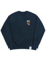 Graver [Unisex] Flower Real Leopard Sweatshirt_Navy Navy_White Logo/M