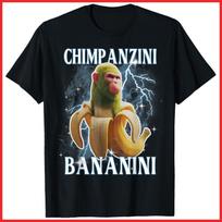 Chimpanzini Bananini Italian Brainrot Meme Gen Z Black Cotton T-Shirt S-5XL XXL