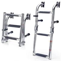 3 Steps Stainless Steel Boat Ladder Grips Transom Mount Folding Stern Ladder Gunwale-Mounted Removable Ladder 3 steps