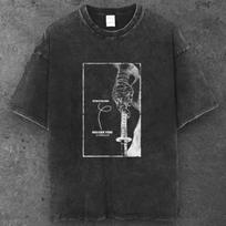 Unisex Skeleton Katana Sword Graphic T Shirt Washed Black Y2K Streetwear S-2XL S įvairiaspalvis