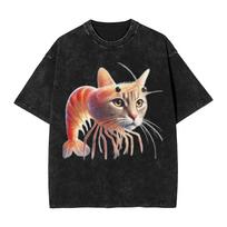 Trippi Troppi Cat Shrimp Washed T Shirts Streetwear Hip Hop Novelty T-Shirts  Tees for Men Women Short Sleeve Harajuku S įvairiaspalvis