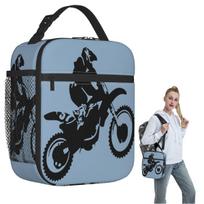 Moto X Dirt Bike Monotone Vector Art Insulated Lunch Bag for Women Children Portable Food Boxes Thermal Lunch Box Tote One Size