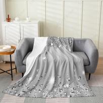 Sidabrinis Blizgučių Spaudas (Be blizgučių) Plaušinė antklodė, Bling vakarėlio dekoracijos Pilkas flanelės vilnos pledas Size: 75*100cm, Weight: 230 GSM gray