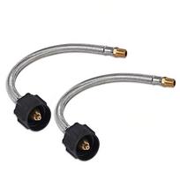 Stainless Steel Propane Hose 1/4in Male NPT & QCC Type1 Connection Regulator Propane Hose with Gauges 17inch 1