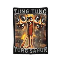 Tung Tung Tung Sahur Blanket Cover Coral Fleece Plush Italian Brainrot Lightweight Thin Throw Blanket for Bedroom Sofa Bedspread Size: 75*100cm, Weight: 230 GSM