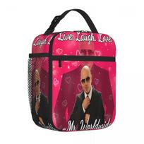 Bestselling Mr Worldwide Pitbull Valentine Solid Color Travel Lunch Bag Camping Meal Student Lunch Bag One Size