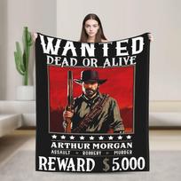 Red Dead Redemption Blanket Fleece Spring/Autumn Breathable Super Warm Throw Blankets for Bed Car Bedspread Size: 75*100cm, Weight: 230 GSM