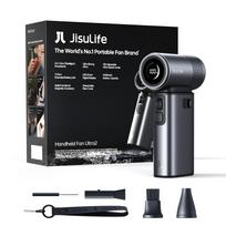 JISULIFE Nešiojamas ventiliatorius Ultra 2, Galingas Turbo Jet ventiliatorius, 100 greičių, 9000mAh įkraunama baterija, LED ekranas, Lauko stovyklavimui