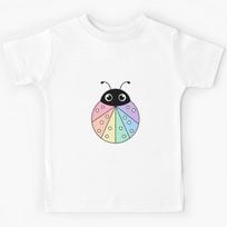 Cute Pastel Rainbow Ladybug Kawaii Illustration Kids T-Shirt 100