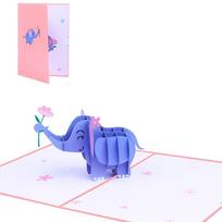 Handmade 3D Pop Up Greeting Card Cute Elephant Baby Card Postcard Blessing Card  Wedding Decor rožinė