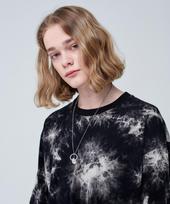 Moz Moz Black Tie-Dye Oversized T-Shirt_Light Beige 1