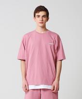 Moz Moz Color Chip Embroidered Oversized Short Sleeve T-Shirt Pink 1