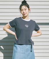 Columbia University Cu Big Script Women S/S Ringer T-Shirts Crown Navy Crown Navy/L-Xl