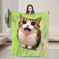 Italian Brainrot Meowl Cat Owl Fun Meme Blanket Warm Cozy Throw Blanket Winter Girl Bedroom Travel Office Bedspread Size: 75*100cm, Weight: 230 GSM
