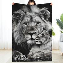 Luxurious Lion Print Flannel Throw Blanket Heavyweight & Golden Lion Design, Soft Durable Anti-Pill All-Season Couch Be Size: 75*100cm, Weight: 230 GSM